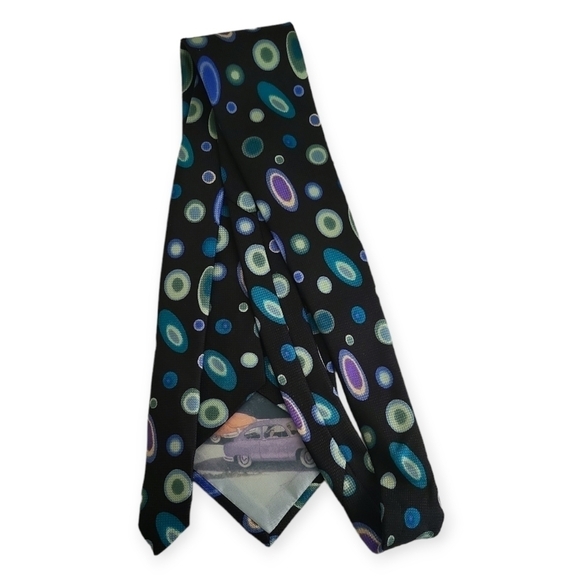 Fossil Black Atomic Print Peek a Boo Fossil Flyer Silk Tie - Picture 4 of 7